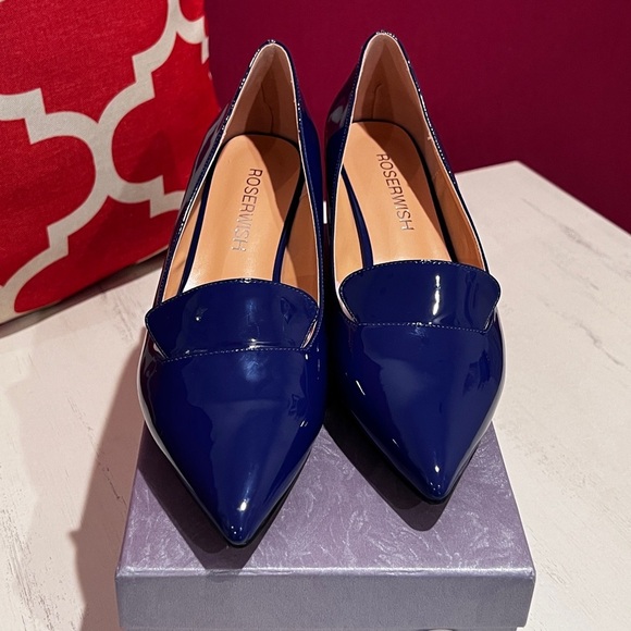 ROSERWISH Royal Blue Patent Wedge Heels - Picture 1 of 9